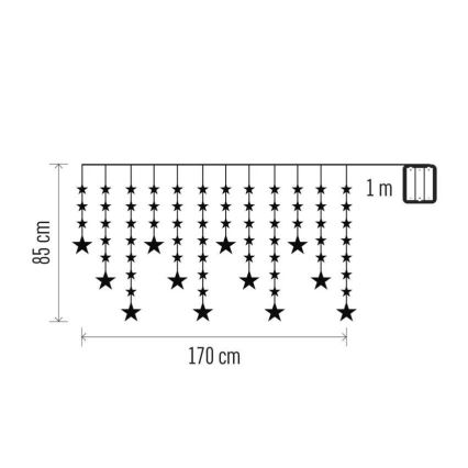 LED-Außen-Lichterkette 120xLED 3xAA 1,7 m IP44 warmweiß
