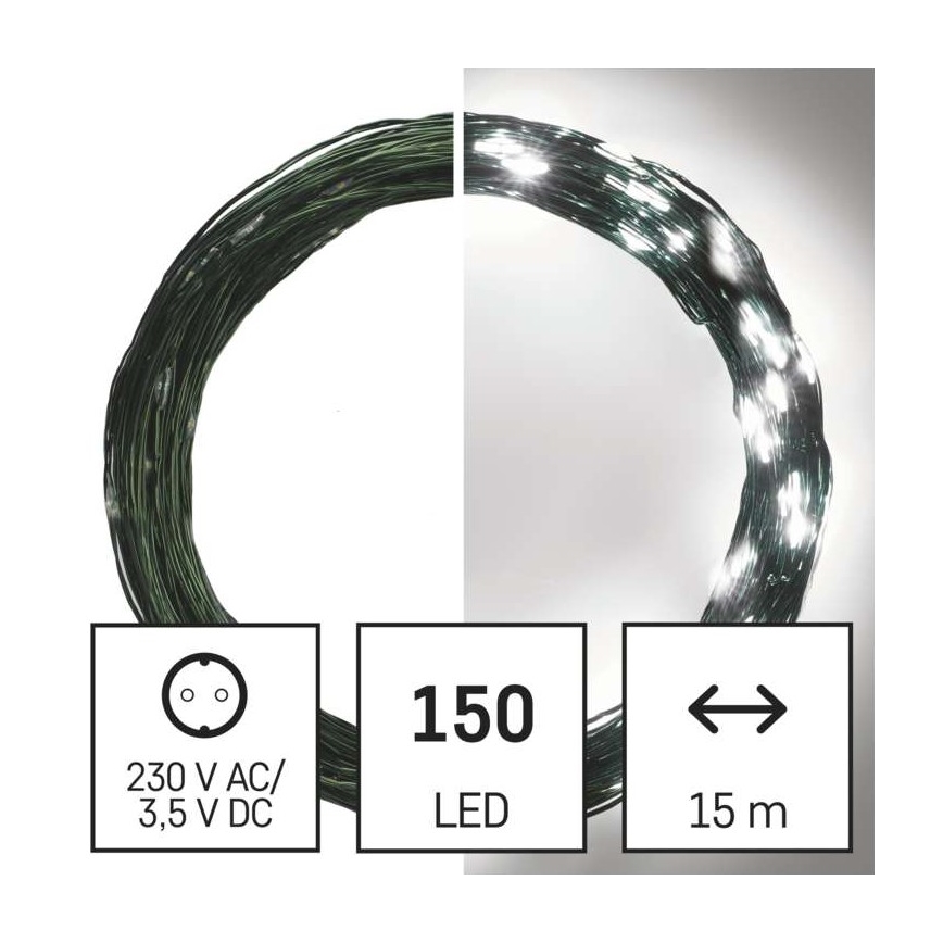 LED-Außen-Lichterkette, 150 LEDs, 20 m, IP44, kaltweiß