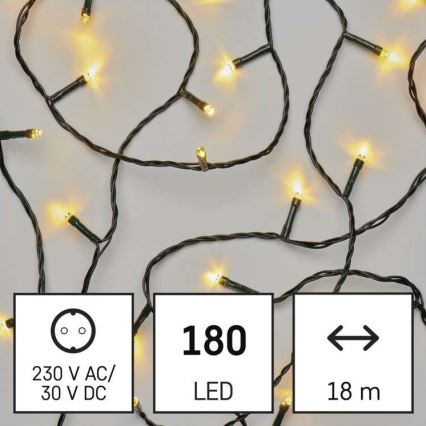 LED-Außen-Lichterkette, 180 LEDs, 23 m, IP44, warmweiß