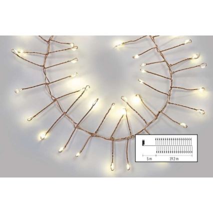 LED-Außen-Lichterkette, 1920 LEDs / 8 Funktionen, 19,2 m, IP44, warmweiß