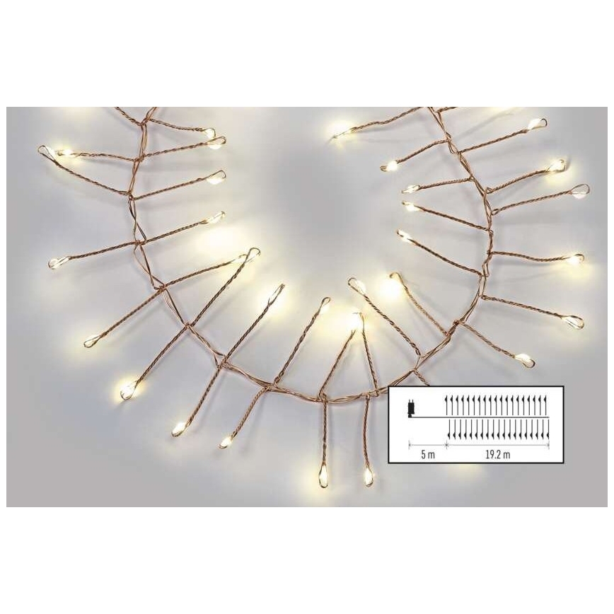 LED-Außen-Lichterkette, 1920 LEDs / 8 Funktionen, 19,2 m, IP44, warmweiß