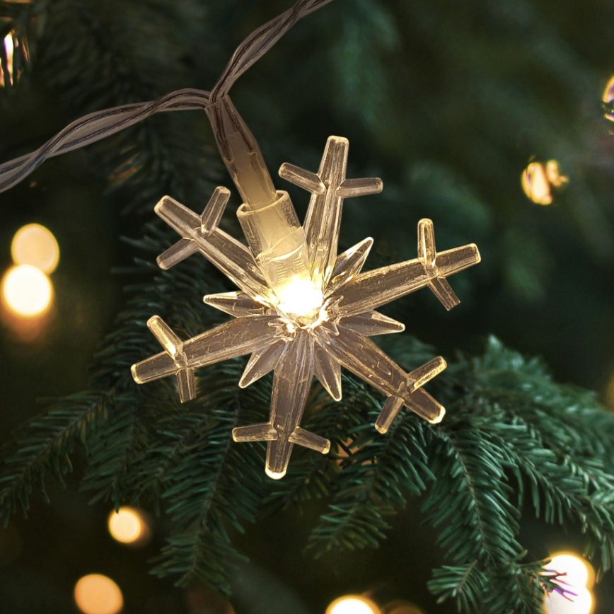 LED-Außen-Lichterkette 20×LED/2×AA 2,2 m IP44 warmweiß Schneeflocken