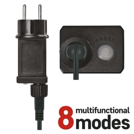 LED-Außen-Lichterkette, 200 LEDs, 8 Leuchtmodi, 8,6 m, IP44, warmweiß