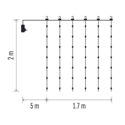 LED-Außen-Lichterkette, 240 LEDs, 8 Funktionen, 6,7 m, IP44, warmweiß