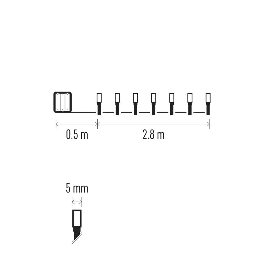 LED-Außen-Lichterkette 40 LEDs / 3x AA / 3,3 m IP44 kaltweiß