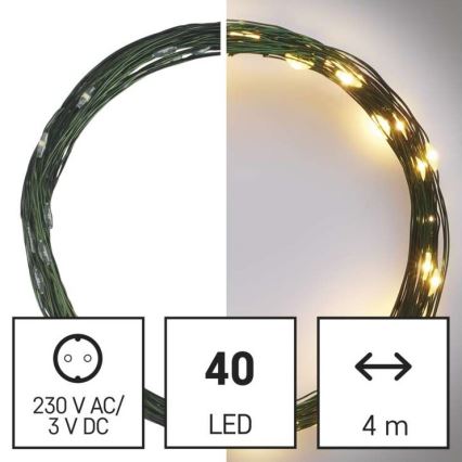 LED-Außen-Lichterkette 40xLED/9m IP44 warmweiß