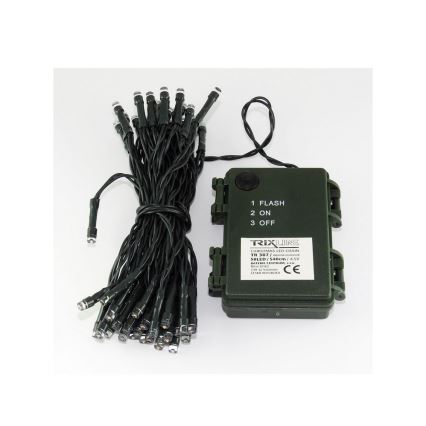 LED-Außen-Lichterkette, 50 LEDs, 2 Funktionen, 5,4 m, IP44, mehrfarbig