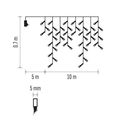 LED-Außen-Lichterkette 600 LEDs/8 Modi 15m IP44 kaltweiß