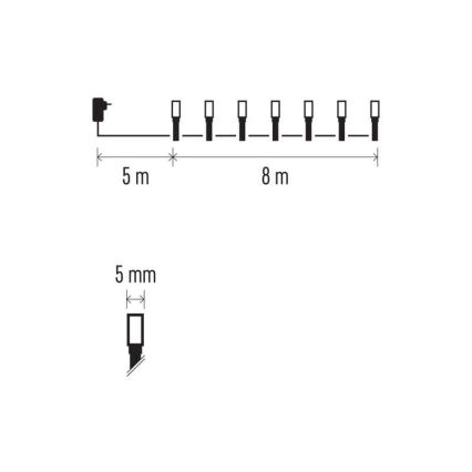 LED-Außen-Lichterkette 80 LEDs / 13 m, IP44, mehrfarbig