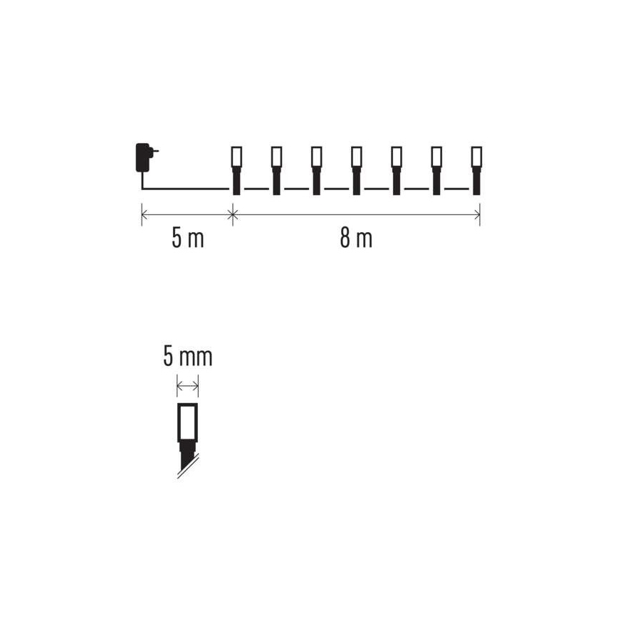 LED-Außen-Lichterkette 80 LEDs / 13 m, IP44, mehrfarbig