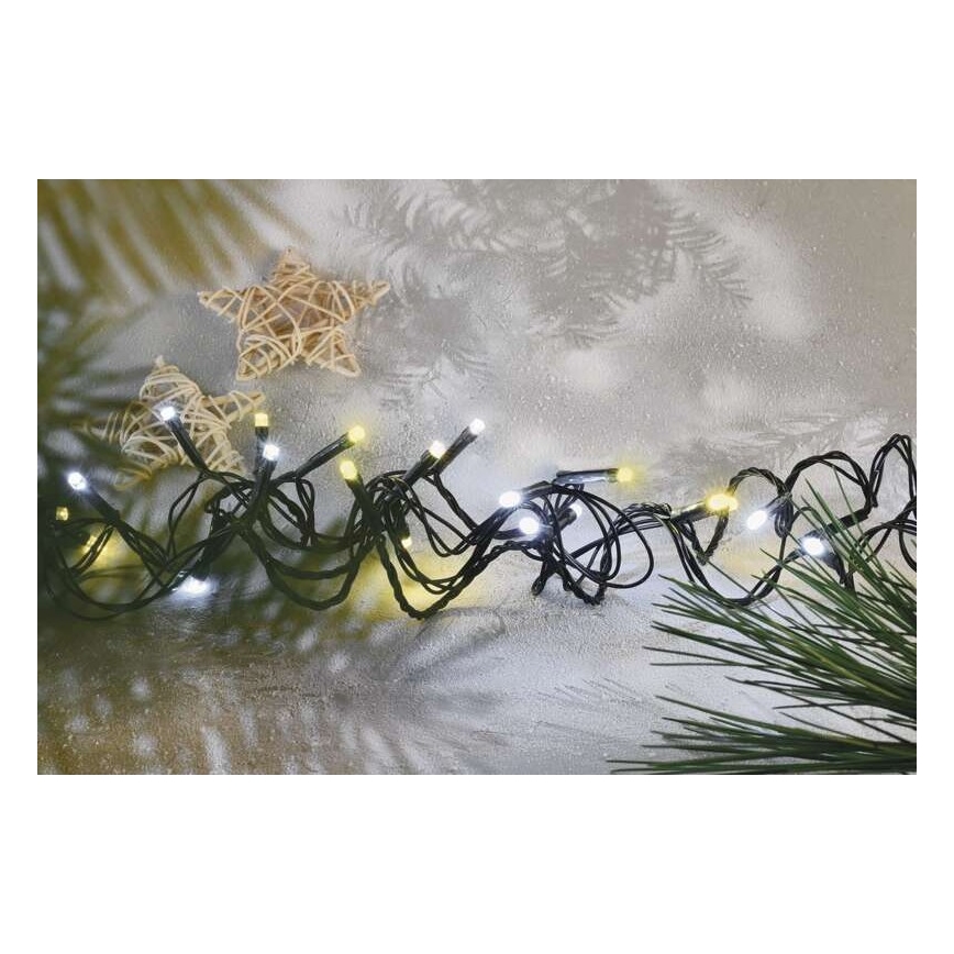 LED-Außen-Lichterkette, 80 LEDs, 2 Funktionen, 13 m, IP44, warm-/kaltweiß