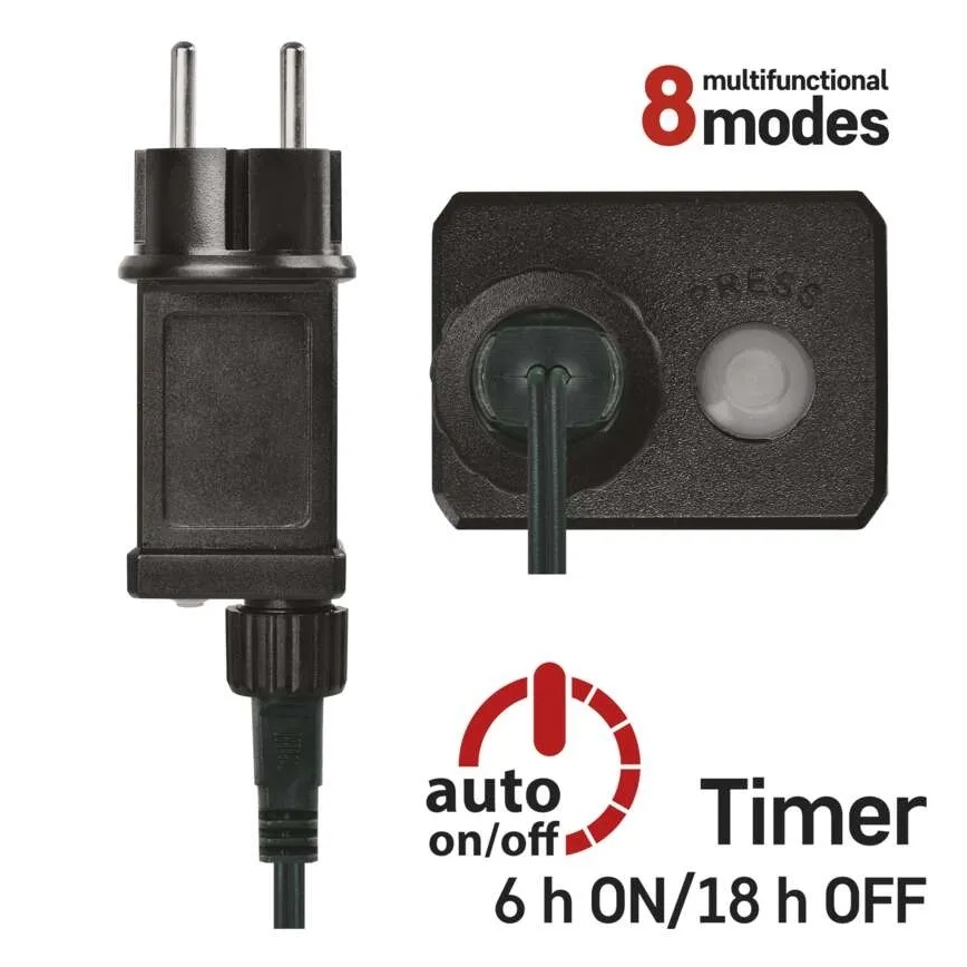 LED Außen  Lichterkette 80xLED/8 Funktionen 13m kaltweiß IP44