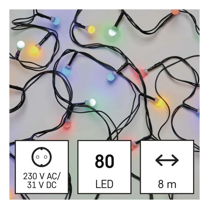 LED-Außen-Lichterkette 80xLED/8 Funktionen 13m mehrfarbig IP44