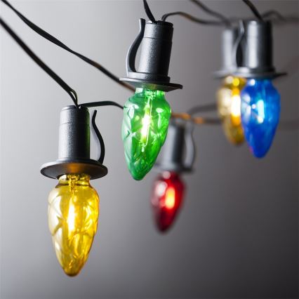 LED-Außenlichterkette CONE FILAMENT 20xE10 19m mehrfarbig/warmweiß IP44, Hergestellt in der EU