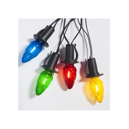 LED-Außenlichterkette CONE FILAMENT 20xE10 19m mehrfarbig/warmweiß IP44, Hergestellt in der EU