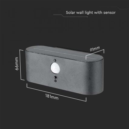 LED Außen-Solar-Wandleuchte mit Sensor LED/2,5W/3,7V 3000K IP54 2000 mAh