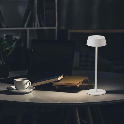 LED Außen-Tischlampe, dimmbar, berührungsempfindlich, wiederaufladbar, LED/2W/5V, 4400 mAh, IP54, weiß