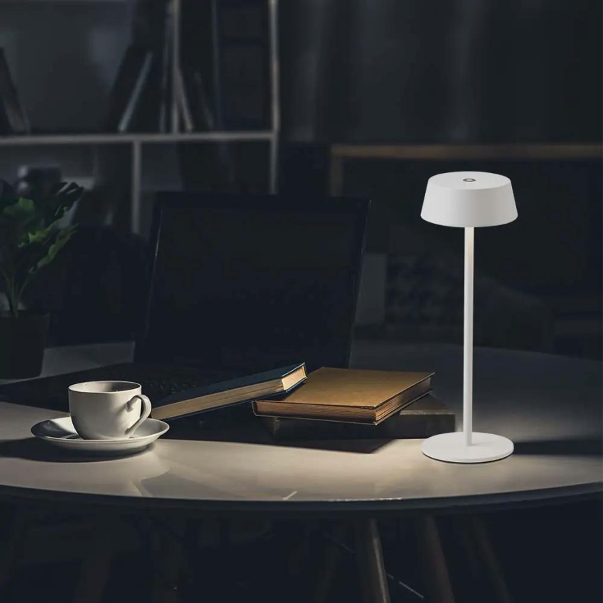 LED Außen-Tischlampe, dimmbar, berührungsempfindlich, wiederaufladbar, LED/2W/5V, 4400 mAh, IP54, weiß