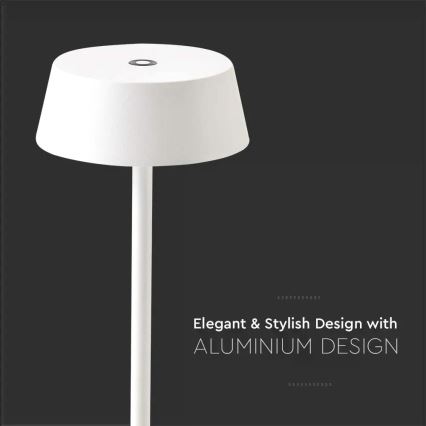 LED Außen-Tischlampe, dimmbar, berührungsempfindlich, wiederaufladbar, LED/2W/5V, 4400 mAh, IP54, weiß
