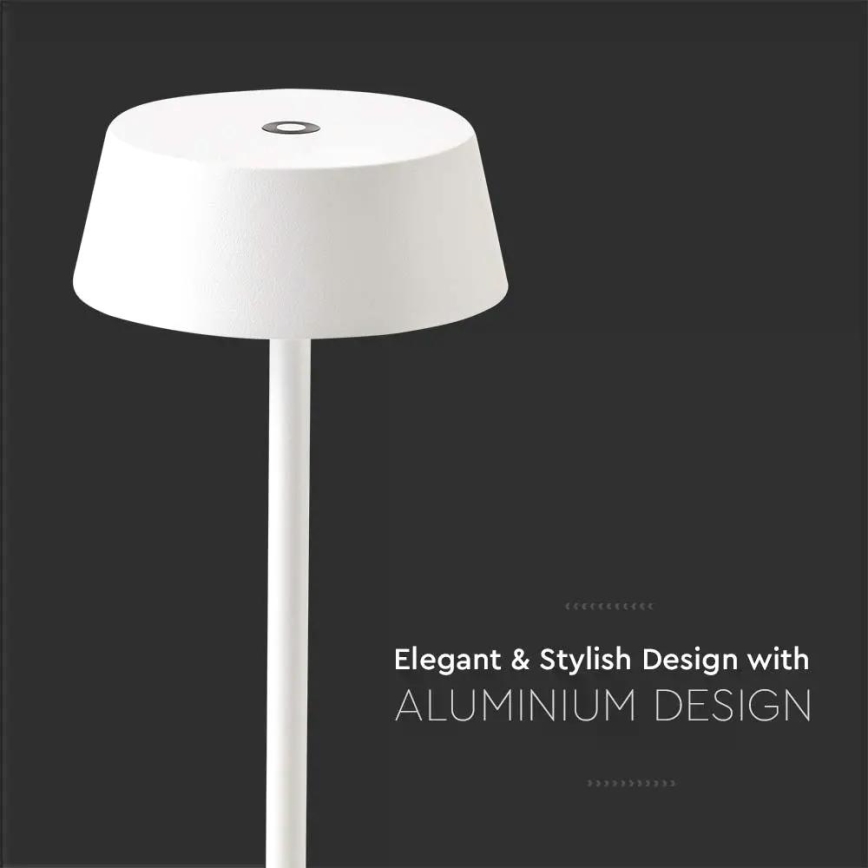 LED Außen-Tischlampe, dimmbar, berührungsempfindlich, wiederaufladbar, LED/2W/5V, 4400 mAh, IP54, weiß