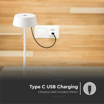 LED Außen-Tischlampe, dimmbar, berührungsempfindlich, wiederaufladbar, LED/2W/5V, 4400 mAh, IP54, weiß