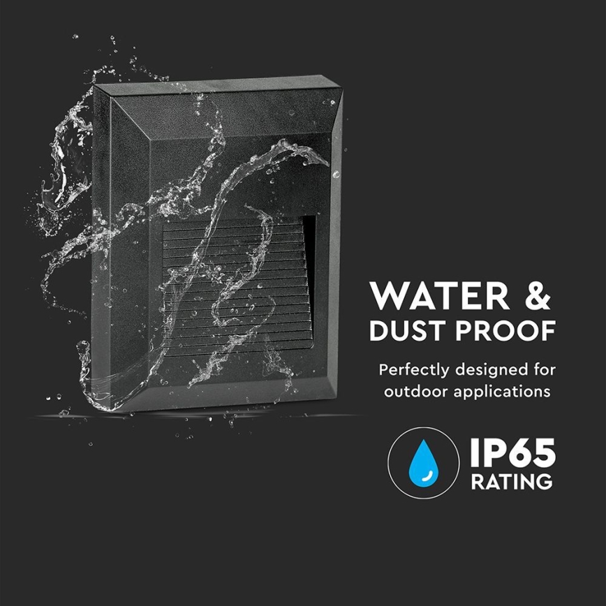 LED Außen-Treppenleuchte LED/2W/230V IP65 3000K Schwarz