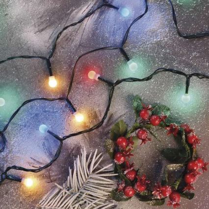 LED-Außen-Weihnachts-Lichterkette, 80 LEDs, 8 Funktionen, 13 m, mehrfarbig, IP44