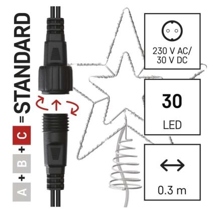 LED Außen-Weihnachtsdekoration 30xLED/4W/30V IP44 kaltweiß