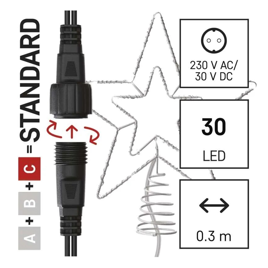 LED Außen-Weihnachtsdekoration 30xLED/4W/30V IP44 kaltweiß