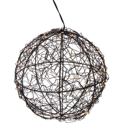 LED-Außen-Weihnachtsdekoration 200xLED/230V Ø 18 cm IP44 warmweiß Kugel/schwarz