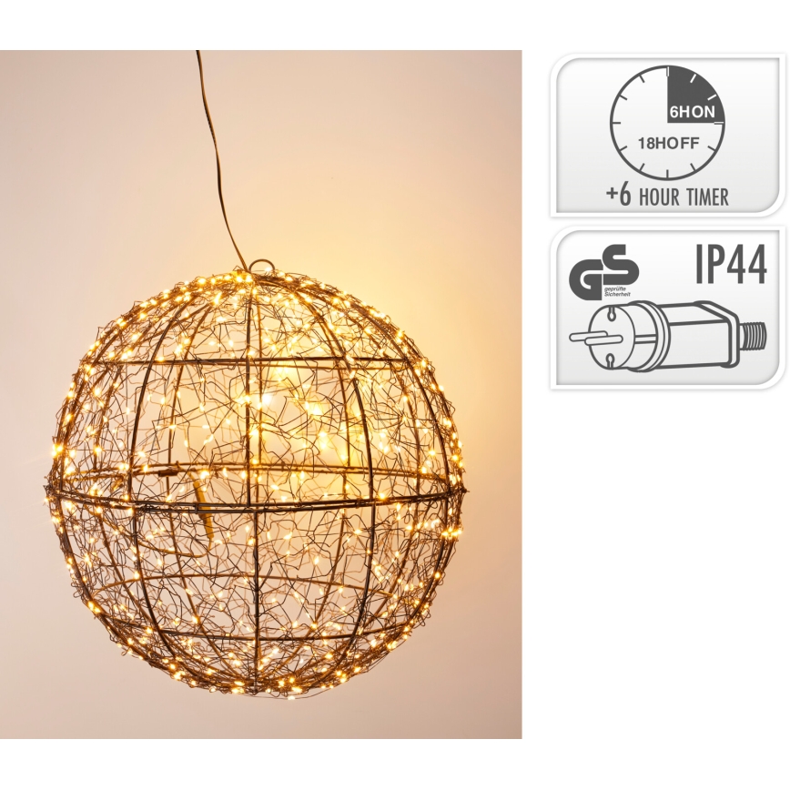 LED-Außen-Weihnachtsdekoration 500xLED/230V Ø 35 cm IP44 warmweiß Kugel/schwarz