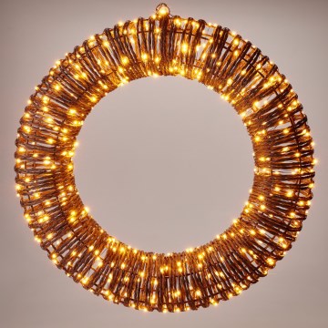 LED Außen-Weihnachtsdekoration 500xLED/6W/230V Ø 50 cm IP44 warmweiß Kranz/braun