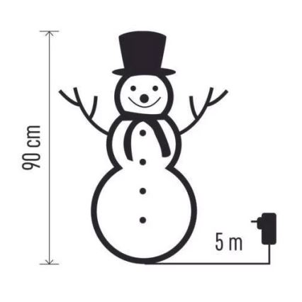 LED Außen-Weihnachtsdekoration 80xLED/2,25W/4,5/230V IP44 90 cm Schneemann