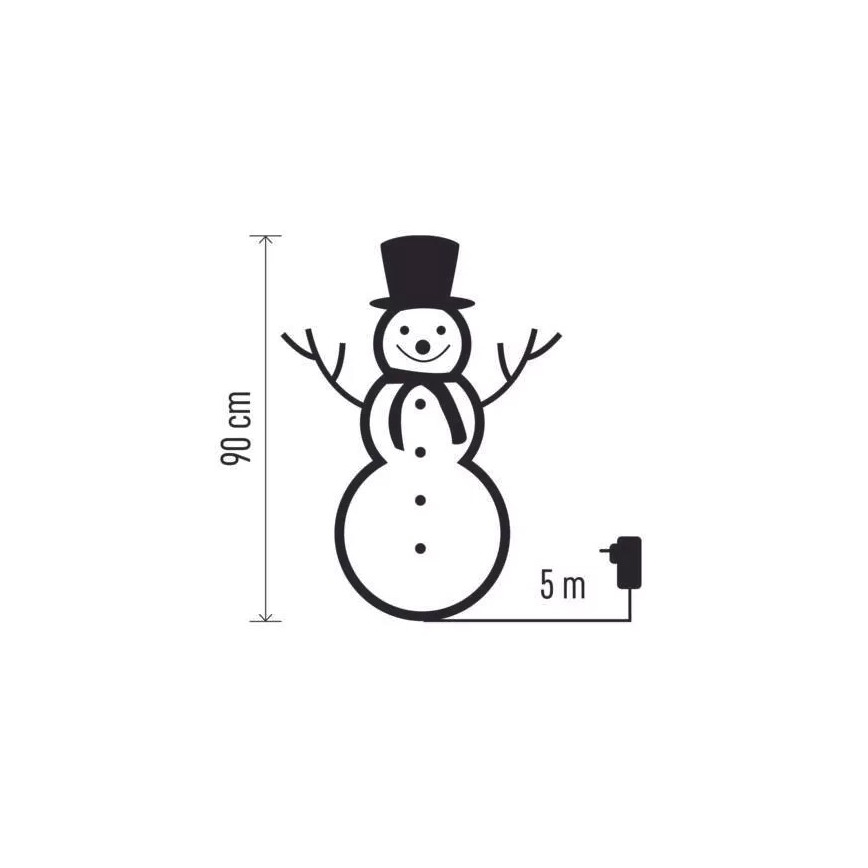 LED Außen-Weihnachtsdekoration 80xLED/2,25W/4,5/230V IP44 90 cm Schneemann