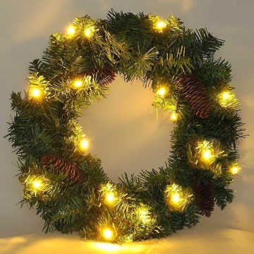 LED Außen-Weihnachtskranz 15xLED/3xAA IP44