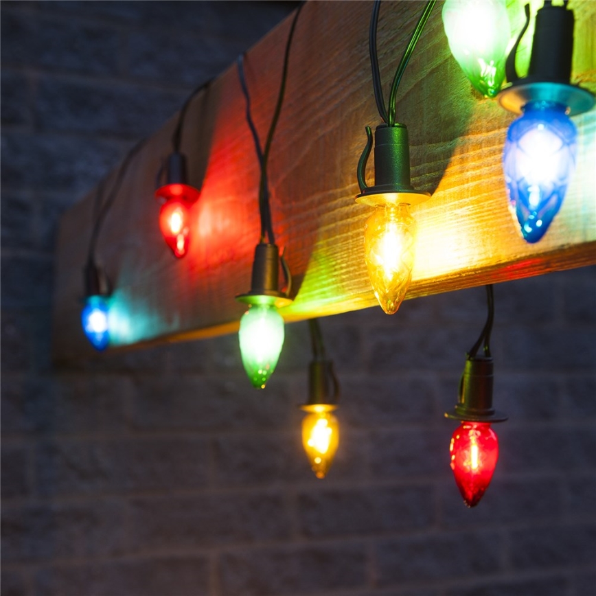 LED-Außen-Weihnachtslichterkette CONE FILAMENT 20xE10 19m farbig/warmweiß IP44, Hergestellt in Tschechien