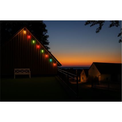 LED-Außen-Weihnachtslichterkette CONE FILAMENT 20xE10 19m farbig/warmweiß IP44, Hergestellt in Tschechien
