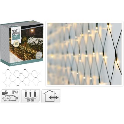 LED Außen Weihnachtsvorhang 320xLED/230V 3x1,5 m IP44 warmweiß