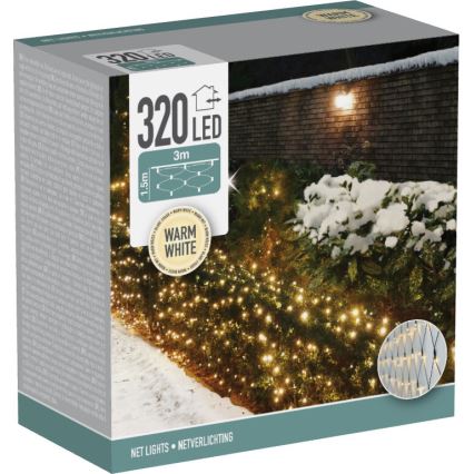 LED Außen Weihnachtsvorhang 320xLED/230V 3x1,5 m IP44 warmweiß