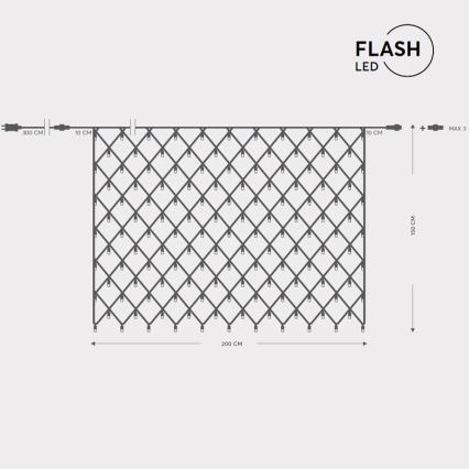 LED Außen-Weihnachtsvorhang NET 240xLED/7,2W/230V 1,5x2 m IP44 warmweiß