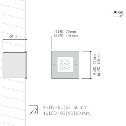 Panlux ID-B04/S - LED Außenleuchte INDEX 9 LED 1x9LED/0,5W/230V