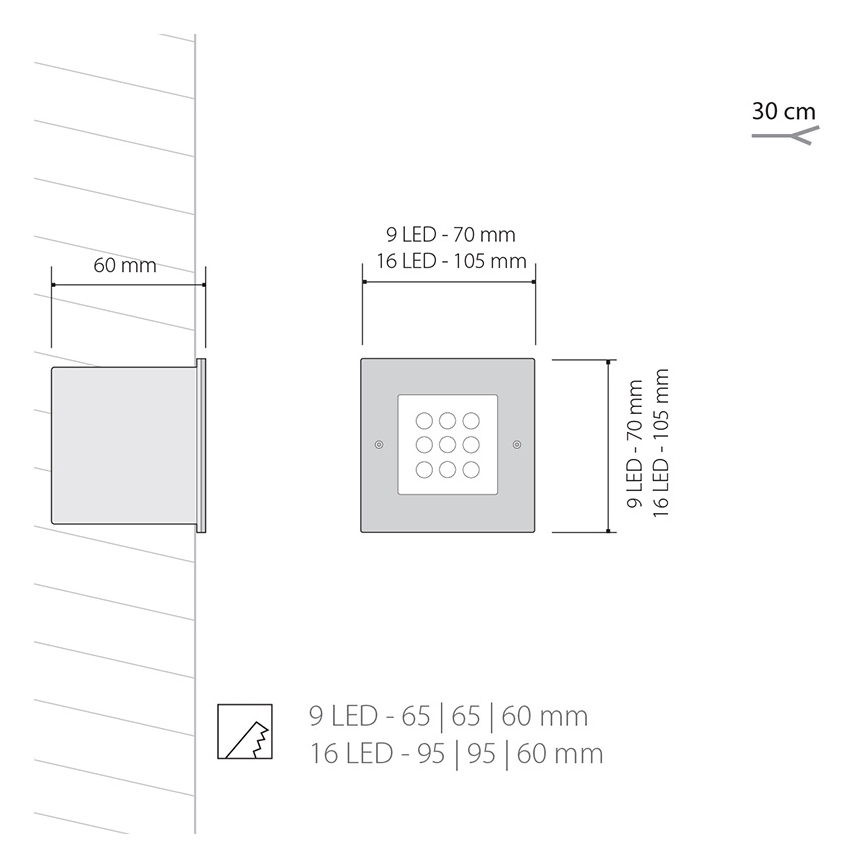 Panlux ID-B04/S - LED Außenleuchte INDEX 9 LED 1x9LED/0,5W/230V