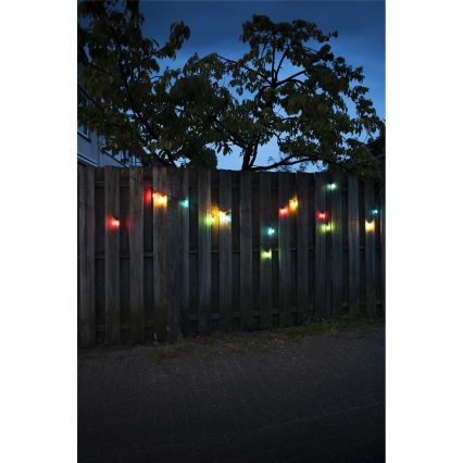 LED-Außen-Girlande CONE FILAMENT 20xE10 19m mehrfarbig/warmweiß IP44, hergestellt in der EU