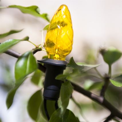 LED-Außen-Girlande CONE FILAMENT 20xE10 19m mehrfarbig/warmweiß IP44, hergestellt in der EU