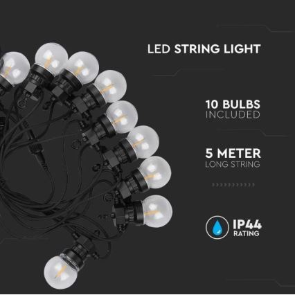 LED-Außenkette STRING 5m 10xLED/0,4W/24/230V 3000K IP44