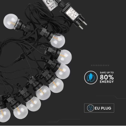 LED-Außenkette STRING 5m 10xLED/0,4W/24/230V 3000K IP44