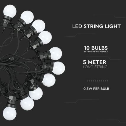 LED-Außenkette STRING 5m 10xLED/0,5W/230V IP44 3000K