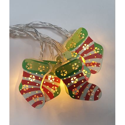 LED-Außenlichterkette 10xLED/2xAA, 1,65 m, IP44, warmweiß, mit Strümpfen