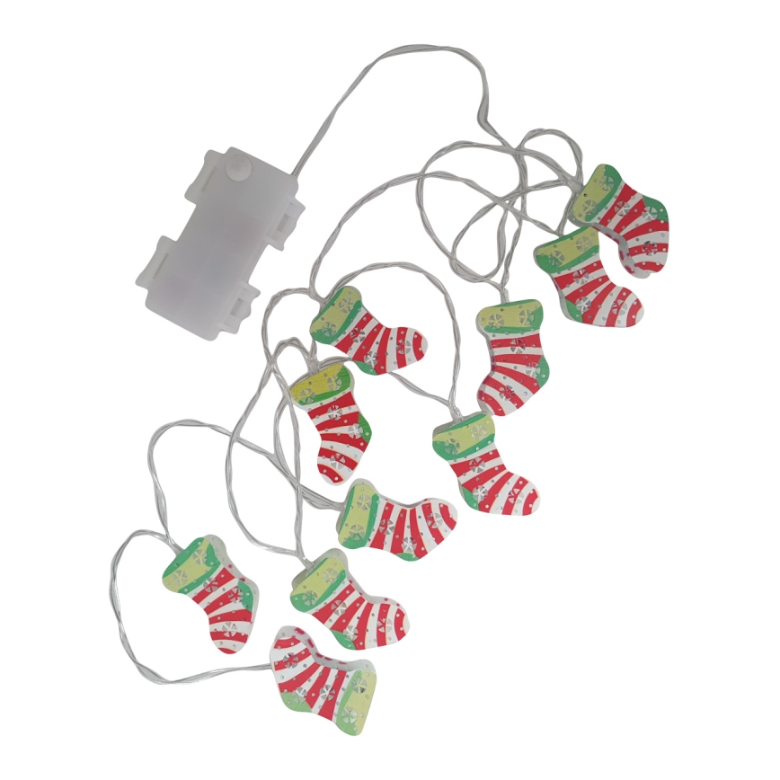 LED-Außenlichterkette 10xLED/2xAA, 1,65 m, IP44, warmweiß, mit Strümpfen