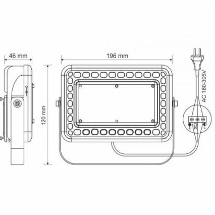LED-Außenscheinwerfer PROFI LED/30W/180-305V IP65